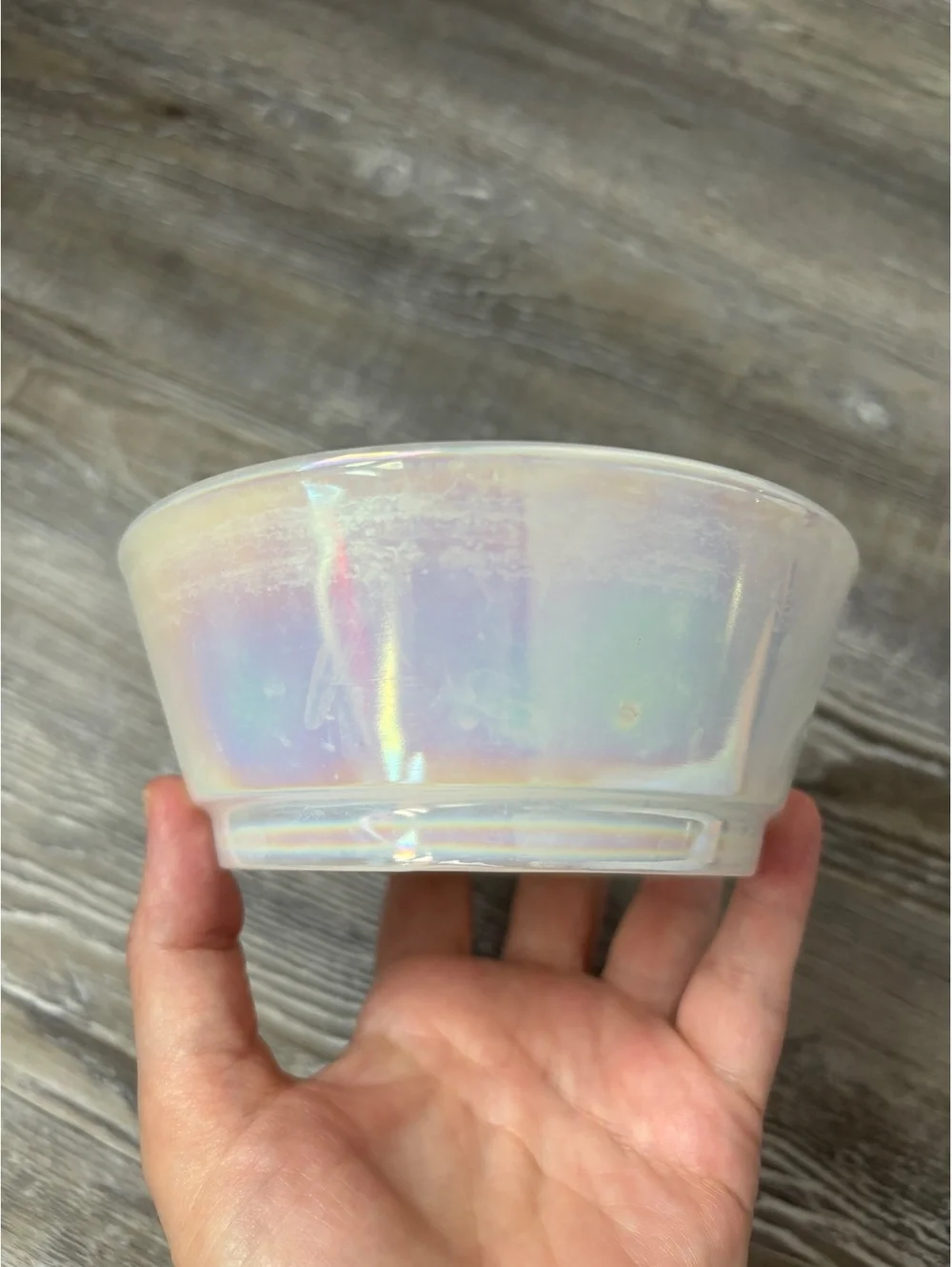 Vintage Fire-King Iridescent Glass Bowl, 6-Inch Rainbow Sheen, Made in USA